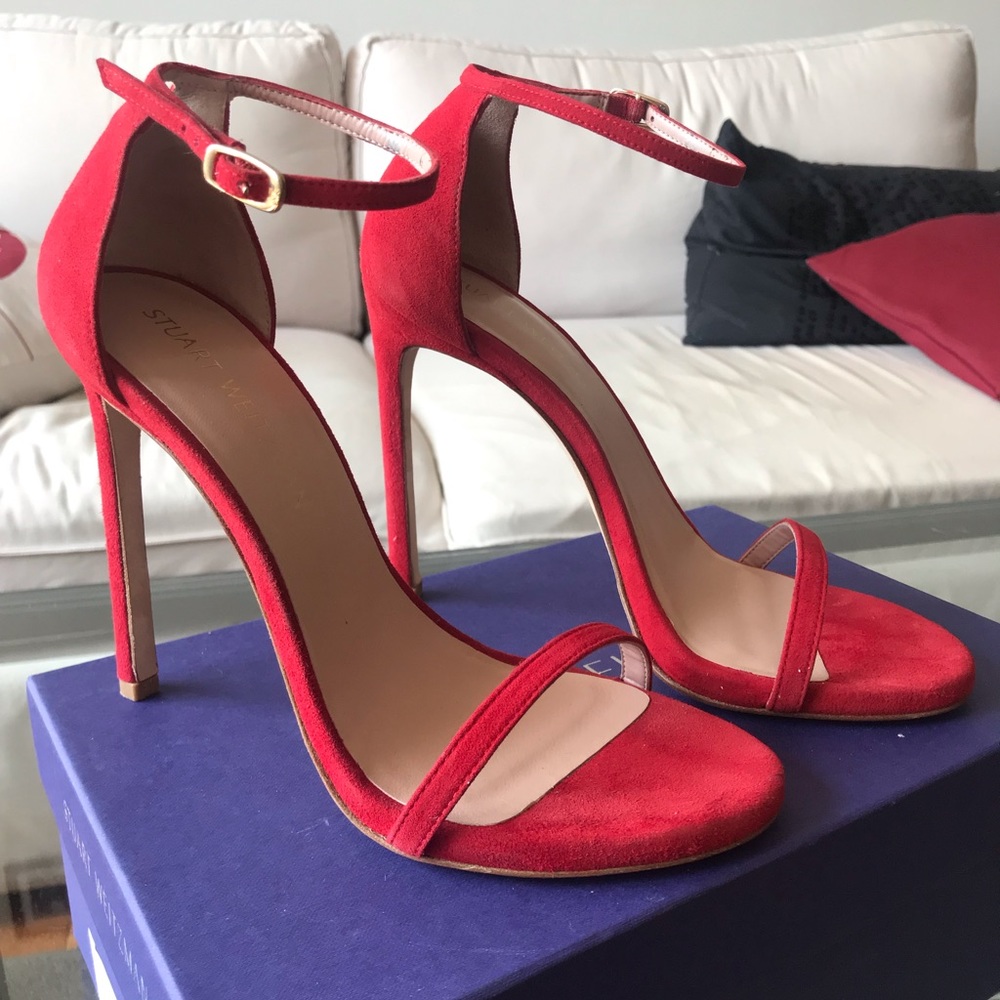 Stuart Weitzman Red Suede Sandals